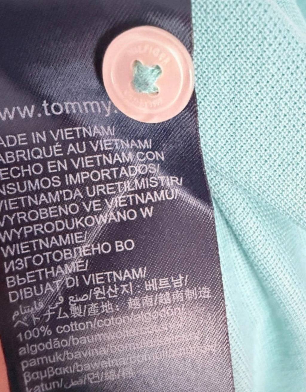 Polo Tommy Hilfiger homme bleu menthe 100 %coton – Taille S – Regular Fit