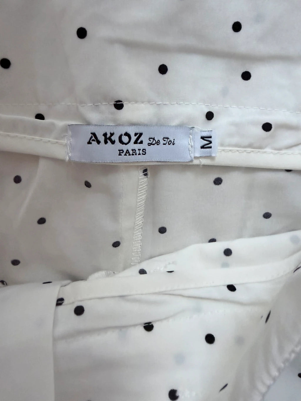 Pantalon large à pois blanc & noir – Taille M – Taille haute avec ceinture
