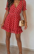 Robe GOA Paris rouge à pois blancs Style rétro chic