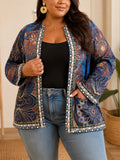 Veste kimono imprimée bleu marine bohème – Taille 3XL – Très bon état