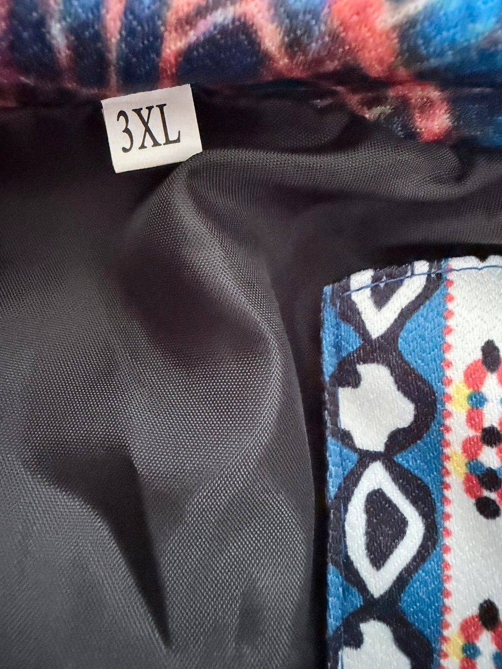 Veste kimono imprimée bleu marine bohème – Taille 3XL – Très bon état