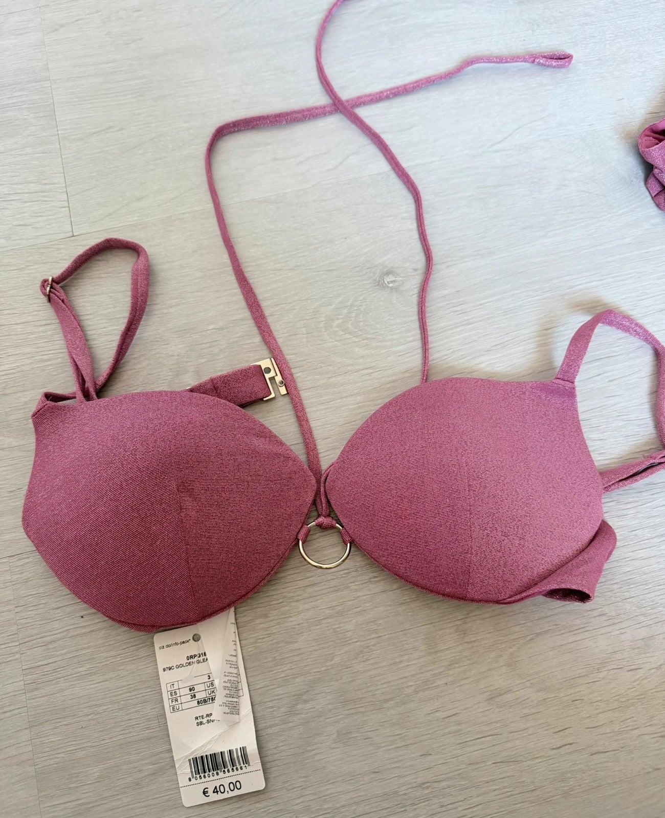Ensemble bikini rose brillant calzedonia  – détails dorés