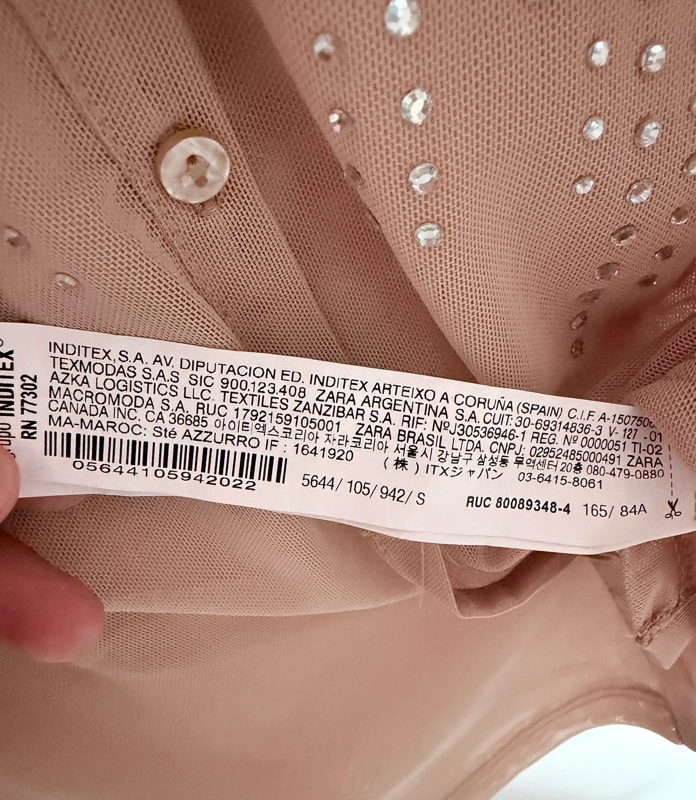 Chemise transparente Zara beige à strass – Neuve avec étiquette – Taille S