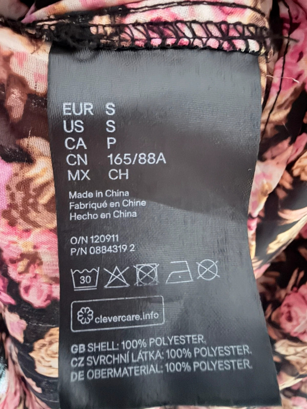 Chemisier transparent à fleurs noir & rose – Taille S – Léger et élégant