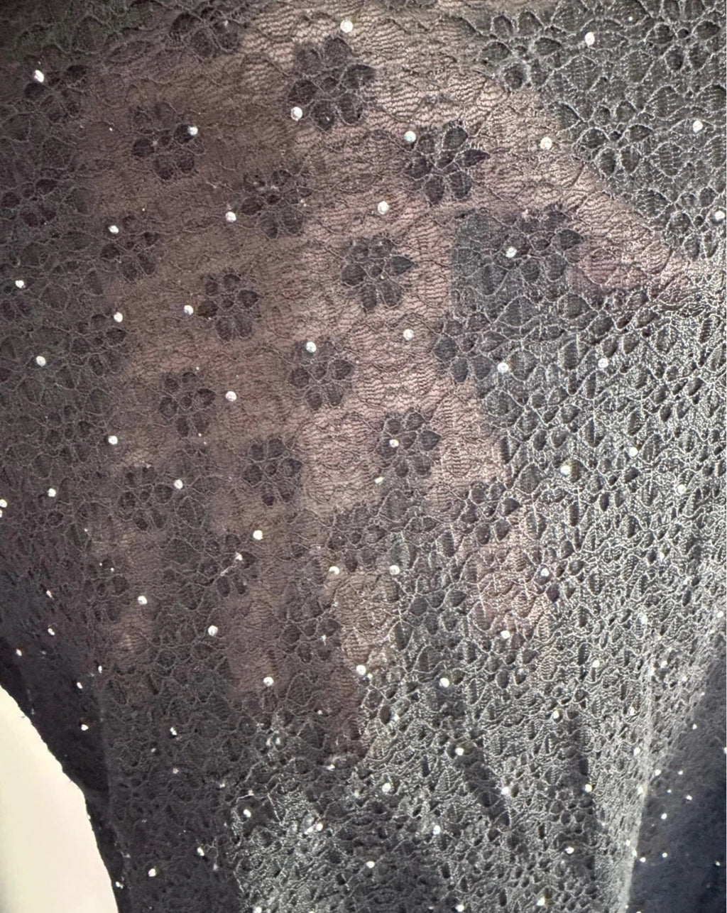 Body noir en dentelle transparente à strass – Taille S/M – Élégant & chic