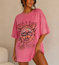 T-shirt oversize rose délavé Sublime graphique – Taille XS (coupe ample)