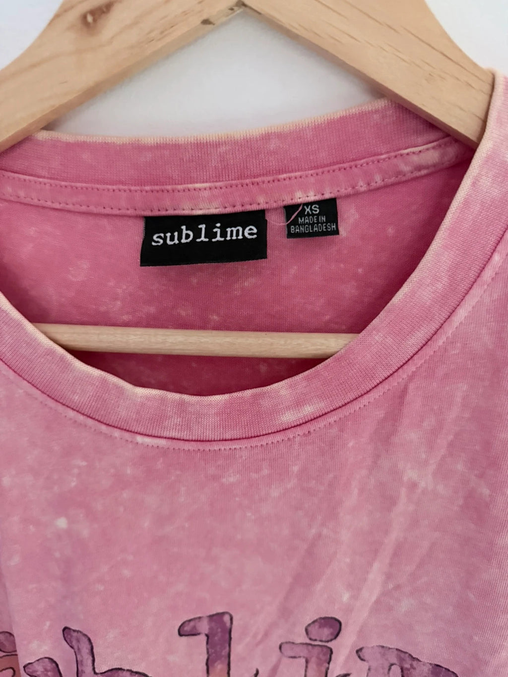 T-shirt oversize rose délavé Sublime graphique – Taille XS (coupe ample)