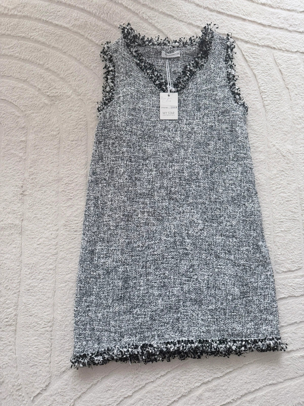 Robe tweed grise et noire My Star – Style chic & élégant – Taille M