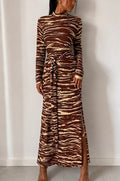 Robe longue H&M imprimé zèbre marron & beige – Taille L